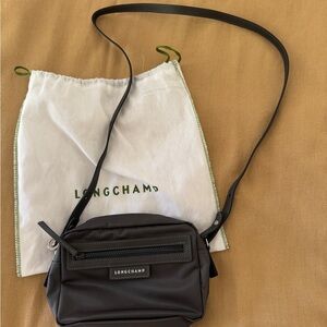 Longchamp Le Pliage Neo Charcoal Nylon & Leather Small Crossbody Bag
